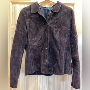 Suede Button Up Blazer Jacket Shirt